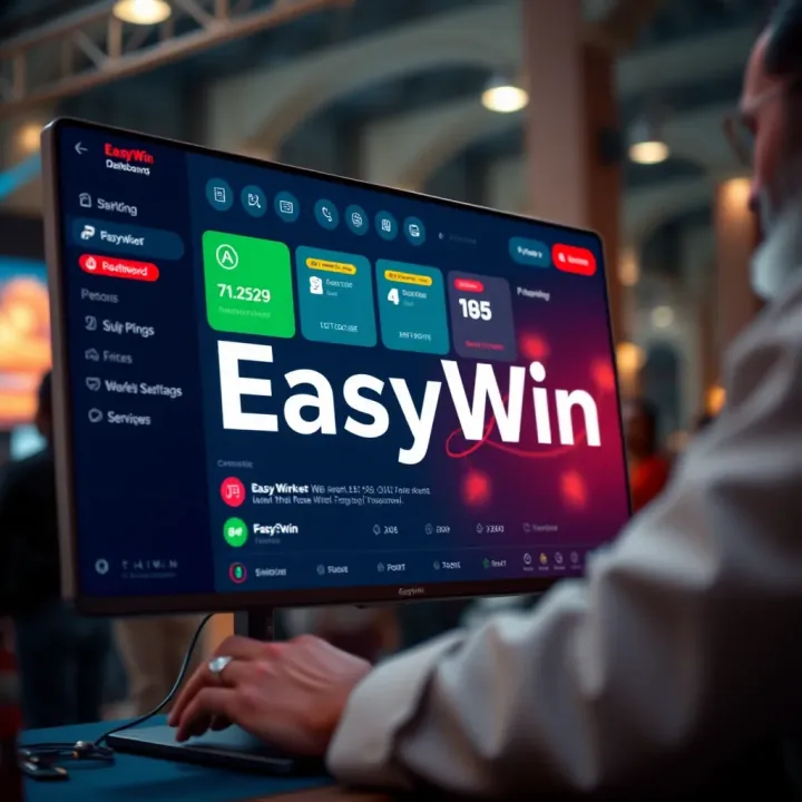 Mobile phone screen displaying Easywin Shop sign-up form with Nigerian cultural elements