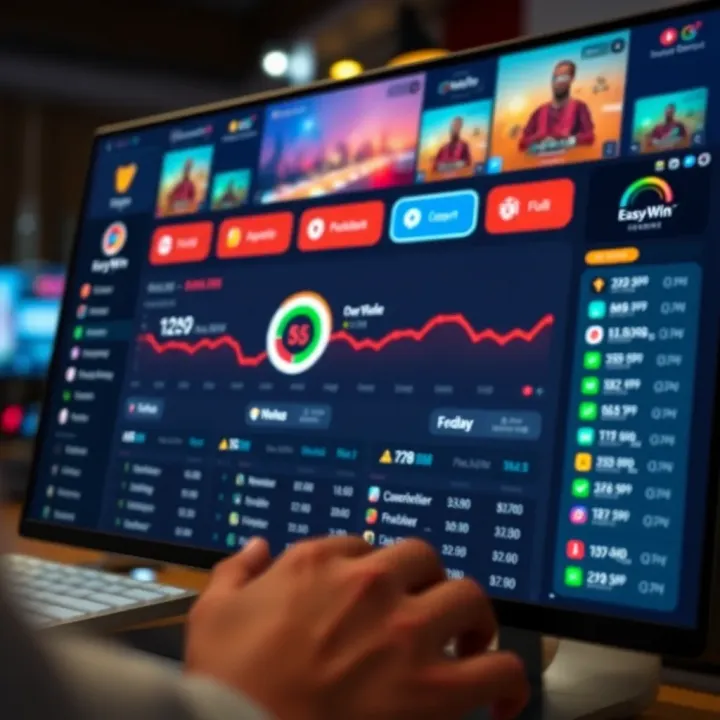 Mobile screen displaying Easywin app interface with betting options in Nigeria