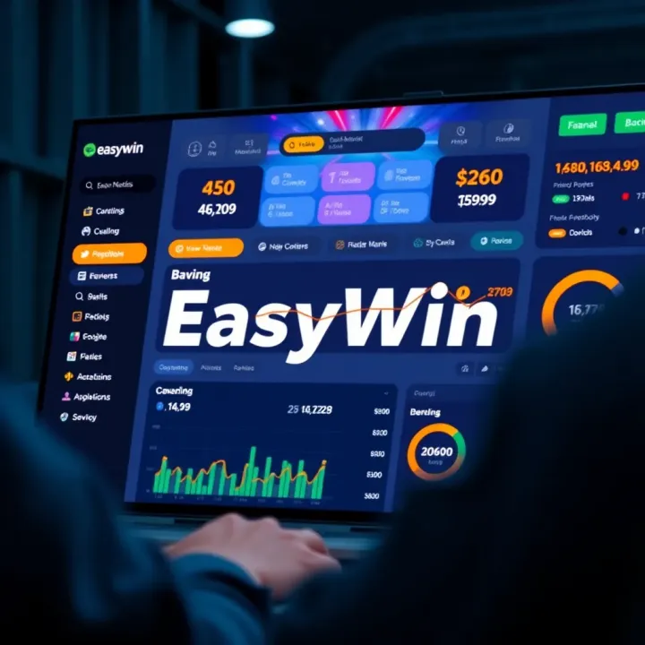 Smartphone showing Easywin app payment methods and account setup options